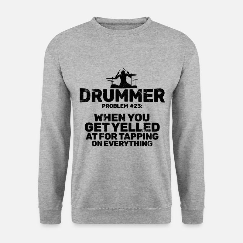 Schlagzeug Spieler Drummer - Unisex Pullover - Weißgrau meliert