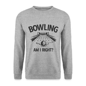 Bowling - Unisex Pullover - Weißgrau meliert - Vorne - Alina (178cm) & Michal (187cm)