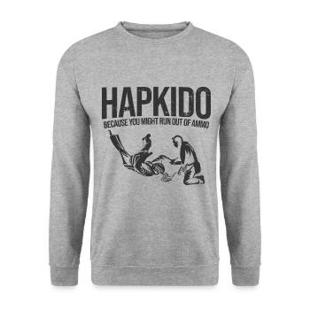 Koreanischer Kampfsport Hapkido - Unisex Pullover - Weißgrau meliert - Vorne - Alina (178cm) & Michal (187cm)