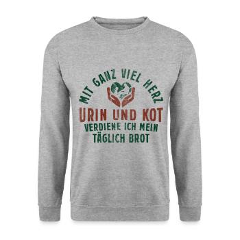Pflegekraft - Unisex Pullover - Weißgrau meliert - Vorne - Alina (178cm) & Michal (187cm)