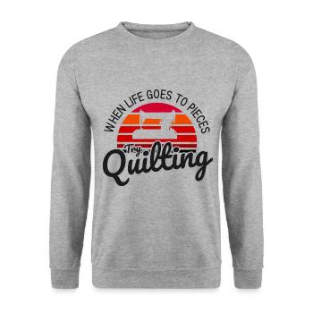 Quilten von Tagesdecken - Unisex Pullover - Weißgrau meliert - Vorne - Alina (178cm) & Michal (187cm)