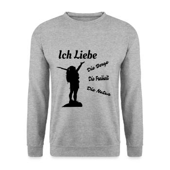 I love the mountains... Gift - Unisex Sweatshirt - salt & pepper - Front - Alina (178cm) & Michal (187cm)