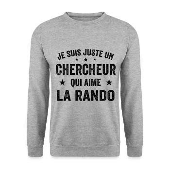 Fier d’être Chercheur et Passionné de Randonnée - Sweat-shirt Unisexe - gris chiné - Devant - Alina (178cm) & Michal (187cm)