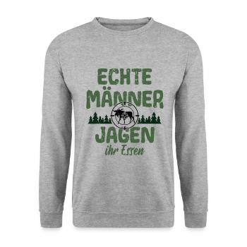 Jäger Jäger Jagd - Unisex Pullover - Weißgrau meliert - Vorne - Alina (178cm) & Michal (187cm)