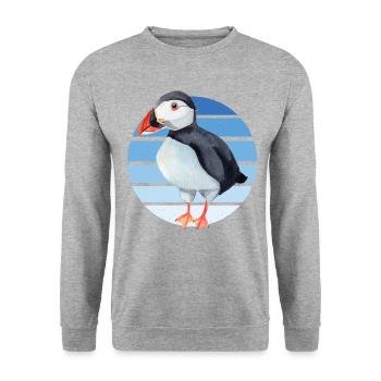 Papageitaucher Puffin Papagei Lunde Vogel Geschenk - Unisex Pullover - Weißgrau meliert - Vorne - Alina (178cm) & Michal (187cm)