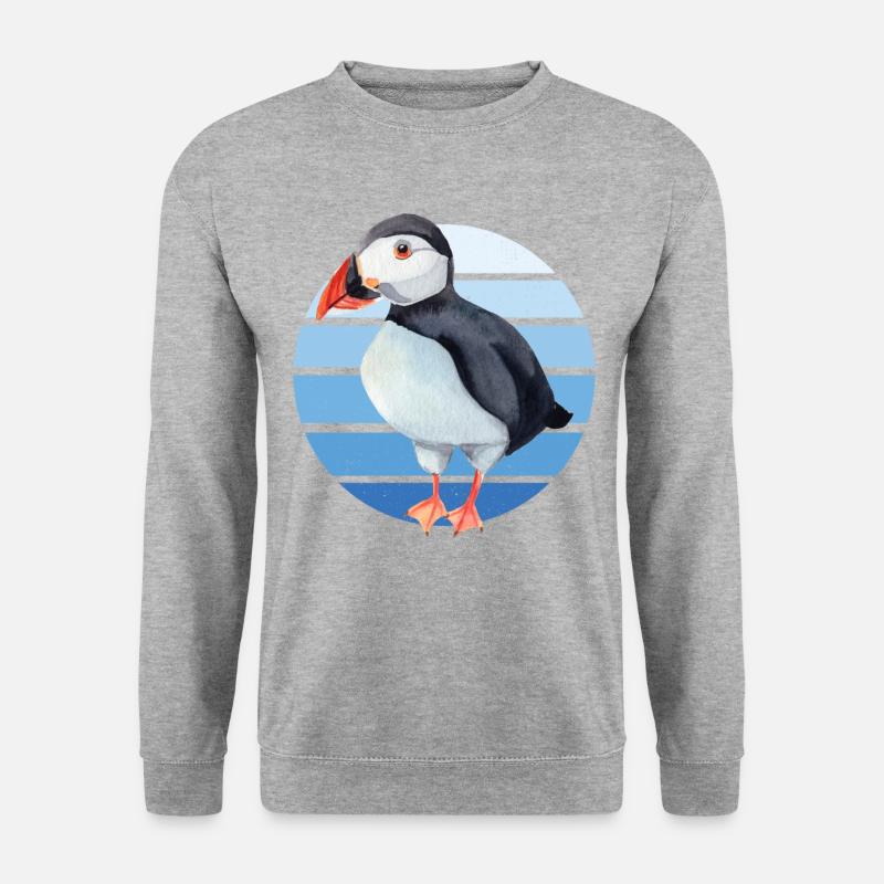 Papageitaucher Puffin Papagei Lunde Vogel Geschenk - Unisex Pullover - Weißgrau meliert