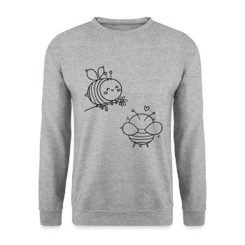 Kinder T-Shirt Ausmalen Biene Design Malen Deko - Unisex Pullover - Weißgrau meliert - Vorne - Alina (178cm) & Michal (187cm)