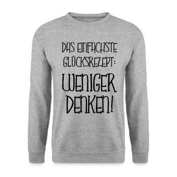 Zu Viel Denken Motivation Glück Haben Fun Geschenk - Unisex Pullover - Weißgrau meliert - Vorne - Alina (178cm) & Michal (187cm)