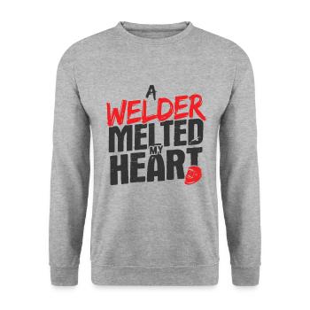 Schweißen Für Schweißer - Unisex Pullover - Weißgrau meliert - Vorne - Alina (178cm) & Michal (187cm)