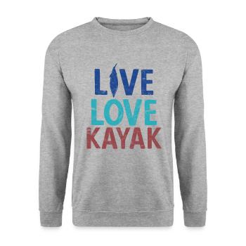 Paddel-Boot Kanu-Fahrer Für Kajak - Unisex Pullover - Weißgrau meliert - Vorne - Alina (178cm) & Michal (187cm)