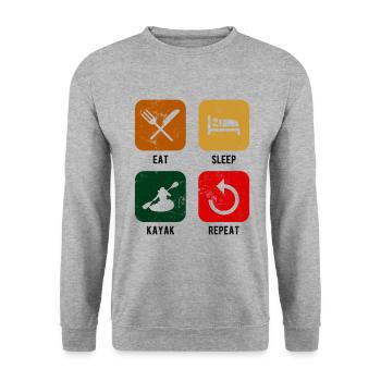 Paddel-Boot Kanu-Fahrer Für Kajak - Unisex Pullover - Weißgrau meliert - Vorne - Alina (178cm) & Michal (187cm)