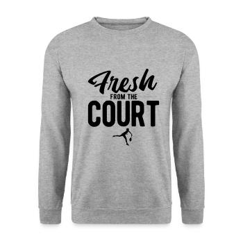 Tennisplatz Spruch Für Tennis - Unisex Pullover - Weißgrau meliert - Vorne - Alina (178cm) & Michal (187cm)