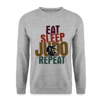 Japanischer Kampfsport Judo - Unisex Pullover - Weißgrau meliert - Vorne - Alina (178cm) & Michal (187cm)