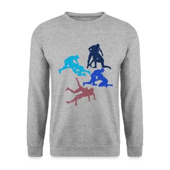 Grappling Martial Arts Wrestling - Unisex Pullover - Weißgrau meliert - Vorne - Alina (178cm) & Michal (187cm)