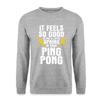 Tischtennisspieler Spruch Für Tischtennis - Unisex Pullover - Weißgrau meliert - Vorne - Alina (178cm) & Michal (187cm)