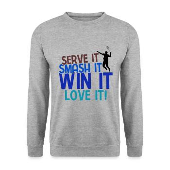 Badminton - Unisex Pullover - Weißgrau meliert - Vorne - Alina (178cm) & Michal (187cm)