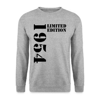 1954 édition limitée cadeau d’anniversaire femme mari - Sweat-shirt Unisexe - gris chiné - Devant - Alina (178cm) & Michal (187cm)