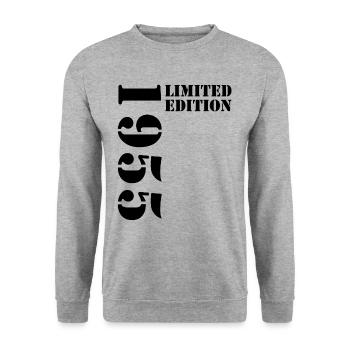 1955 Limited Edition Birthday Gift Wife Husband - Unisex Sweatshirt - salt & pepper - Front - Alina (178cm) & Michal (187cm)
