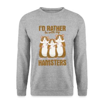 Nagetier Hamster - Unisex Pullover - Weißgrau meliert - Vorne - Alina (178cm) & Michal (187cm)