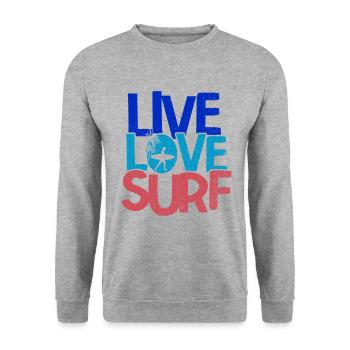 Surfen Wellenreiten Für Surfing - Unisex Pullover - Weißgrau meliert - Vorne - Alina (178cm) & Michal (187cm)