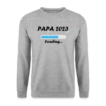 Papa 2023 Loading Paternity Dad Becoming a Father Fun - Unisex Sweatshirt - salt & pepper - Front - Alina (178cm) & Michal (187cm)