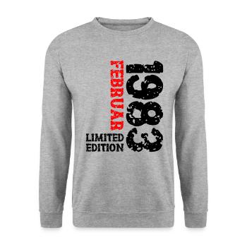 1983 Februar Limited Edition Geburtstag Mann Frau - Unisex Pullover - Weißgrau meliert - Vorne - Alina (178cm) & Michal (187cm)