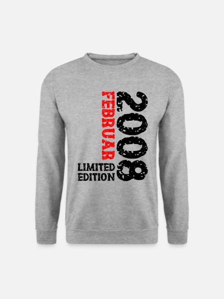2008 Februar Limited Edition Geburtstag Mann Frau - Unisex Pullover - Weißgrau meliert