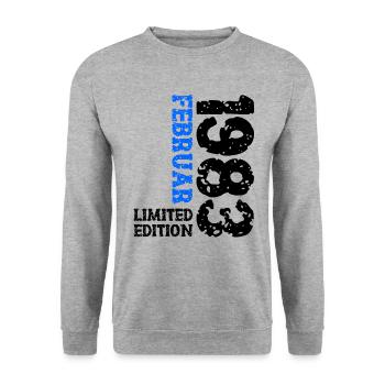 1983 Februar Limited Edition Geburtstag Mann Frau - Unisex Pullover - Weißgrau meliert - Vorne - Alina (178cm) & Michal (187cm)