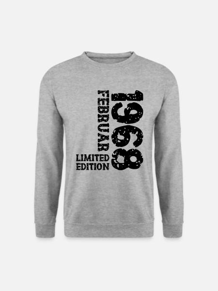 1968 Februar Limited Edition Geburtstag Mann Frau - Unisex Pullover - Weißgrau meliert