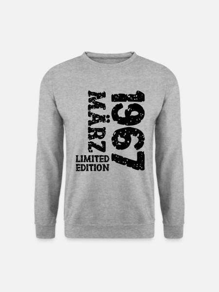 1967 März Limited Edition Geburtstag Geschenk - Unisex Pullover - Weißgrau meliert