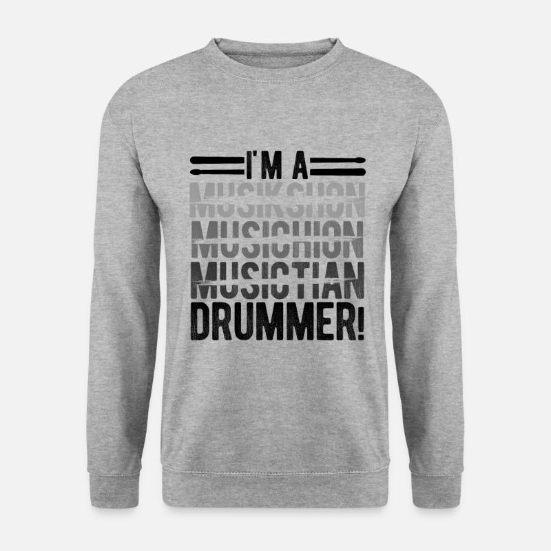Schlagzeug Spieler Drummer - Unisex Pullover - Weißgrau meliert
