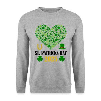 Accessoires de la Saint-Patrick Irlande Shamrock Décoration - Sweat-shirt Unisexe - gris chiné - Devant - Alina (178cm) & Michal (187cm)
