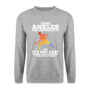 Tischtennisspieler Spruch Für Tischtennis - Unisex Pullover - Weißgrau meliert - Vorne - Alina (178cm) & Michal (187cm)