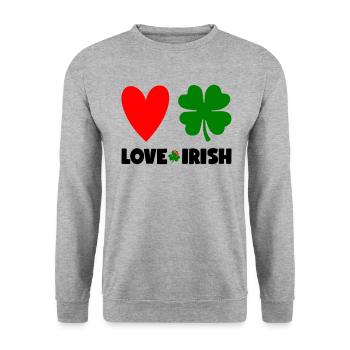 St Patricks Day Accessoires Ireland Shamrock Deko - Unisex Pullover - Weißgrau meliert - Vorne - Alina (178cm) & Michal (187cm)