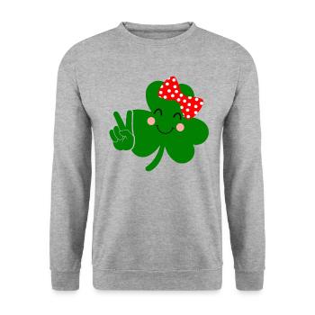 Accessoires de la Saint-Patrick Irlande Shamrock Décoration - Sweat-shirt Unisexe - gris chiné - Devant - Alina (178cm) & Michal (187cm)