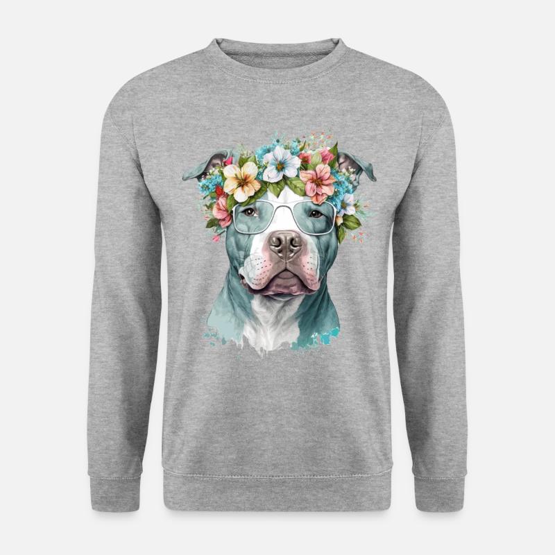 Schöner Pit Bull - Unisex Pullover - Weißgrau meliert