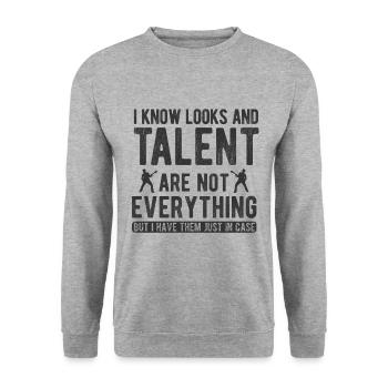 Akustik Spruch Für E-Gitarre Konzert Gitarre - Unisex Pullover - Weißgrau meliert - Vorne - Alina (178cm) & Michal (187cm)