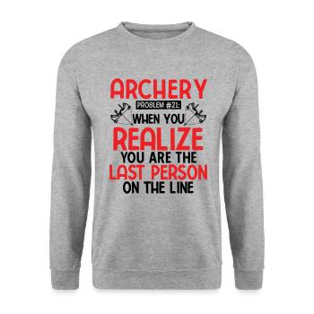 Bogenschießen Archery - Unisex Pullover - Weißgrau meliert - Vorne - Alina (178cm) & Michal (187cm)
