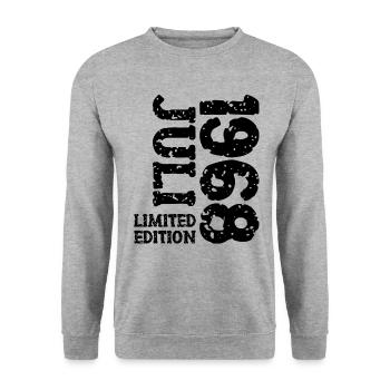 1968 Juli Limited Edition Geburtstag Geschenk - Unisex Pullover - Weißgrau meliert - Vorne - Alina (178cm) & Michal (187cm)