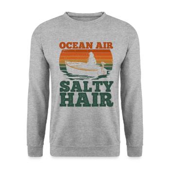 Segelboot Kapitän Spruch Zum Segeln - Unisex Pullover - Weißgrau meliert - Vorne - Alina (178cm) & Michal (187cm)