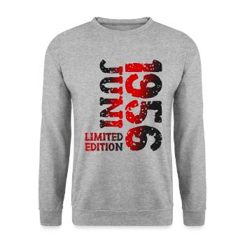 1956 juin édition limitée cadeau d’anniversaire - Sweat-shirt Unisexe - gris chiné - Devant - Alina (178cm) & Michal (187cm)
