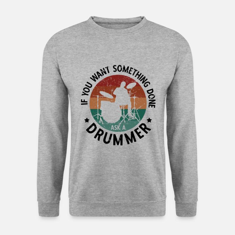Schlagzeug Spieler Drummer - Unisex Pullover - Weißgrau meliert