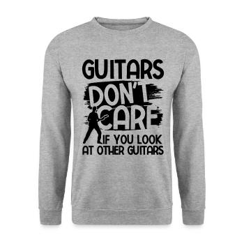 Akustik Spruch Für E-Gitarre Konzert Gitarre - Unisex Pullover - Weißgrau meliert - Vorne - Alina (178cm) & Michal (187cm)