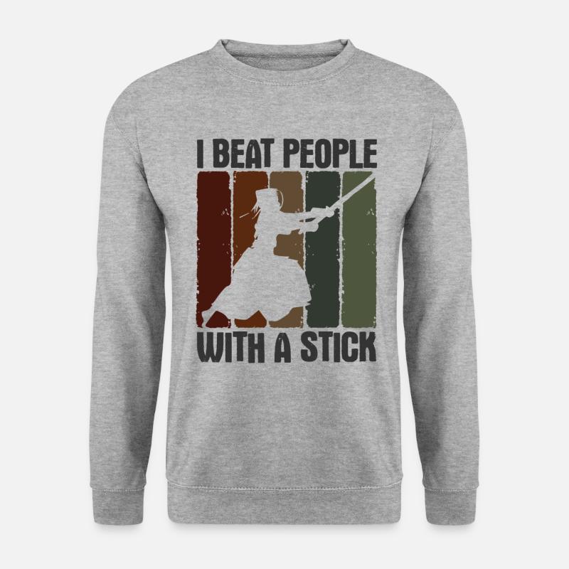 Japanischer Schwertkampf Kendo - Unisex Pullover - Weißgrau meliert