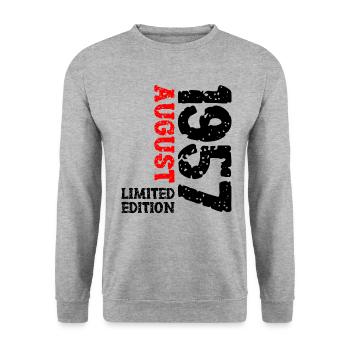1957 August Limited Edition 66th Birthday Outfit - Unisex Sweatshirt - salt & pepper - Front - Alina (178cm) & Michal (187cm)