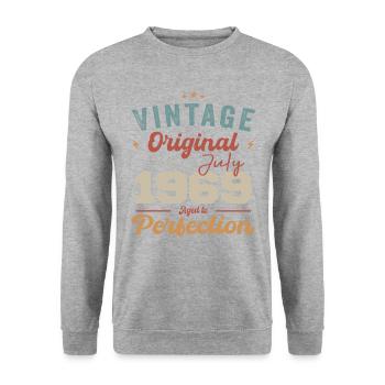 Juillet 1969 Anniversaire Juillet 1969 Original 1969 Juillet - Sweat-shirt Unisexe - gris chiné - Devant - Alina (178cm) & Michal (187cm)