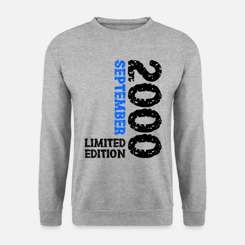 2000 September Limited Edition 23. Geburtstag Deko - Unisex Pullover - Weißgrau meliert
