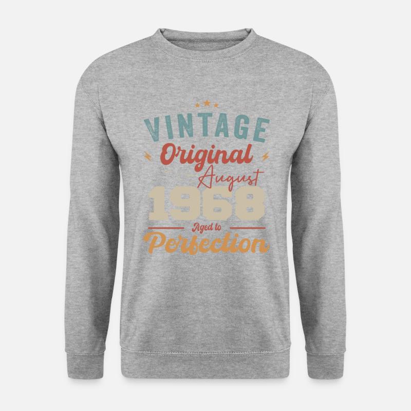 August 1968 Vintage Jahrgang Geburtstag Retro - Unisex Pullover - Weißgrau meliert