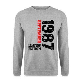 1987 Septembre Edition Limitée 36th Birthday Deco - Sweat-shirt Unisexe - gris chiné - Devant - Alina (178cm) & Michal (187cm)