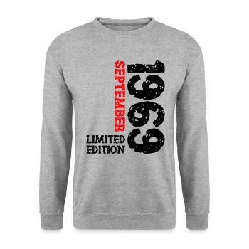 1969 Septembre Édition Limitée 54th Birthday Deco - Sweat-shirt Unisexe - gris chiné - Devant - Alina (178cm) & Michal (187cm)